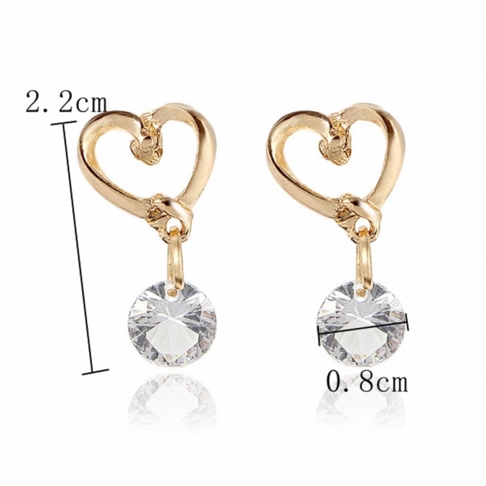 Any 4/$25! Gold Hearts w/Drop Crystal Earrings - Picture 6 of 8